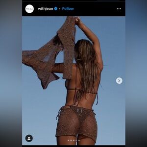 With Jean SET Betsy Bikini Top & Betsy Bikini Bottom & Dylan Skirt in Brown Knit